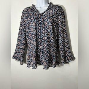 VINTAGE Passports of Pier One Imports Size M Boho Hippie Artsy Blouse Top MINT!